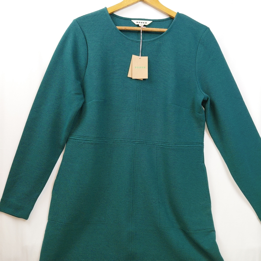 Boden‎ Cornelia Ottoman Ribbed Shift Dress Women's Sz 12 Regular Green